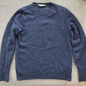 Everlane Cashmere Crew Sweater in Blue Donegal